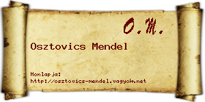 Osztovics Mendel névjegykártya